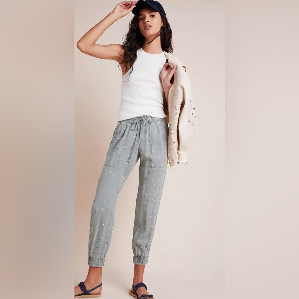 Anthropologie Cloth & Stone Paint-Splattered Joggers, Size S